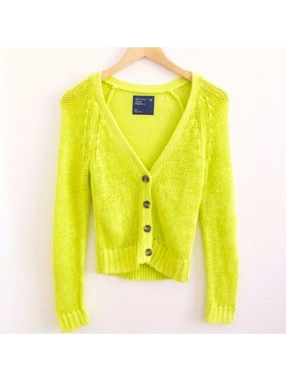 Lime Green American Eagle cardigan sweater size M